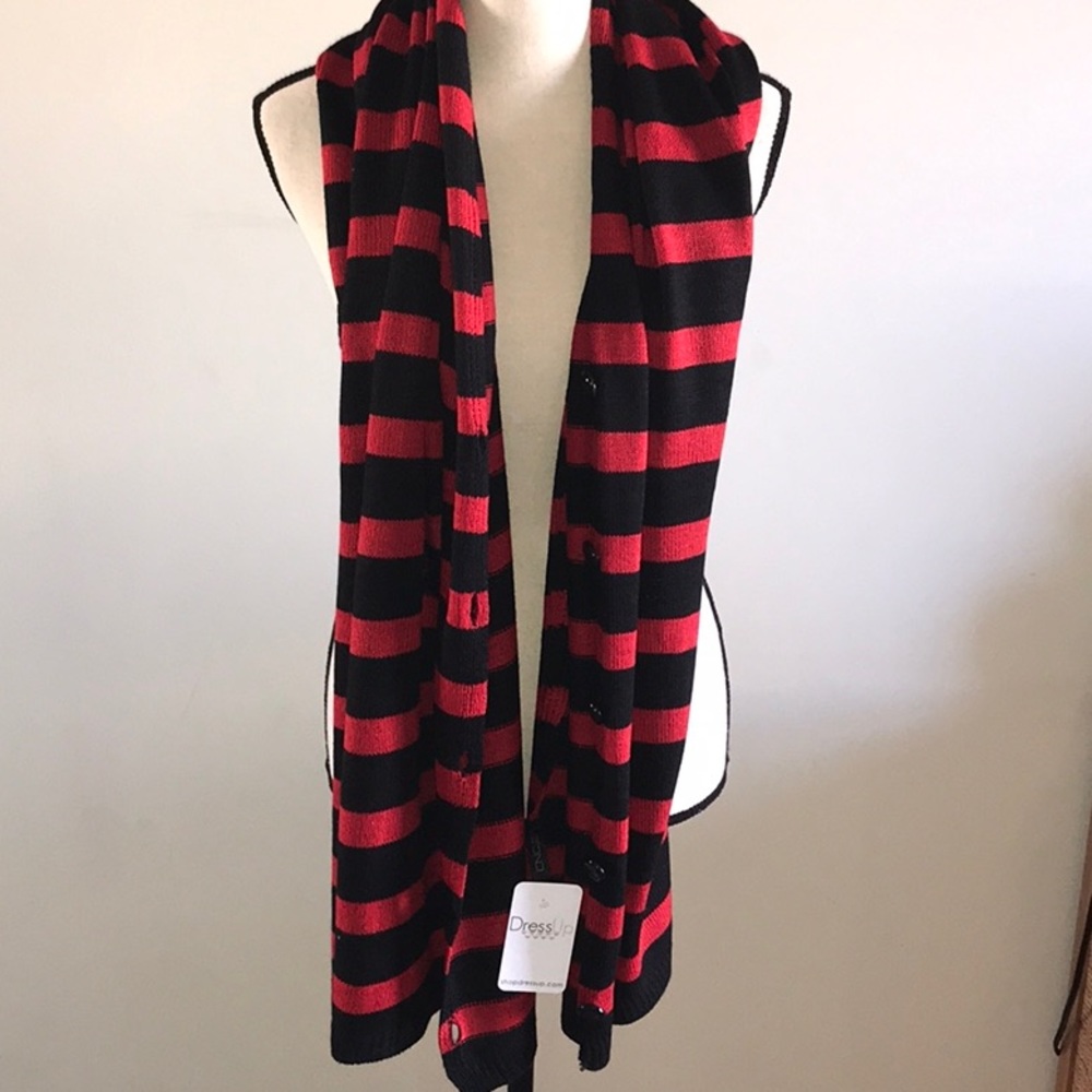 Dress Up Acrylic Black/Red Scarf/Poncho w buttons